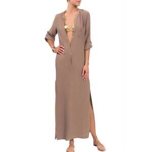 NEW EVERYDAY RITUAL tracey caftan dress in mushroom